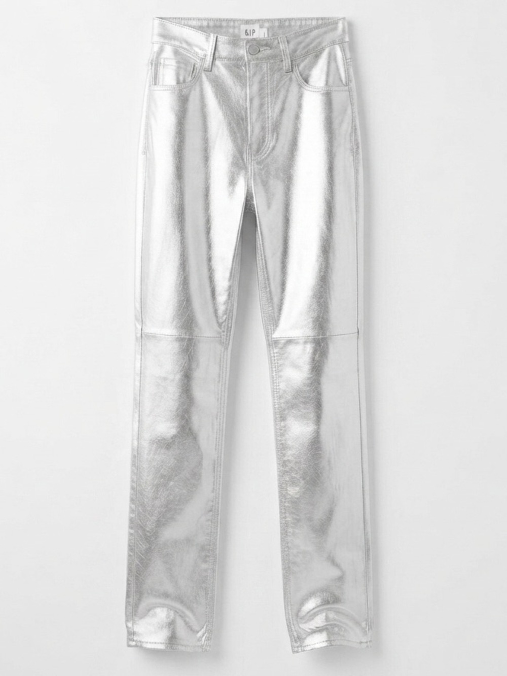 GAP Y2K High Rise Vintage Slim Metallic Silver Coated Jeans Size 16 33L